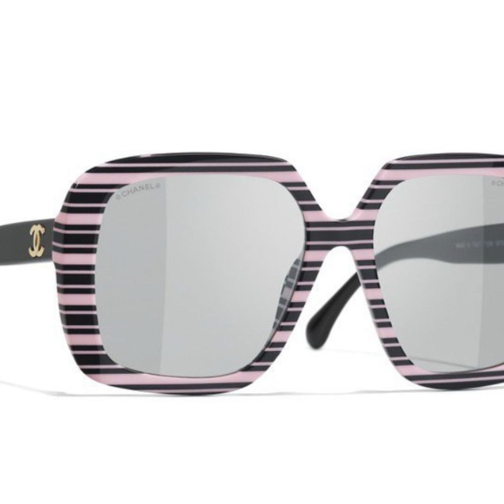 Auth RARE CHANEL Pink and Black Oversized Sunglasses Brand new in box w receipt